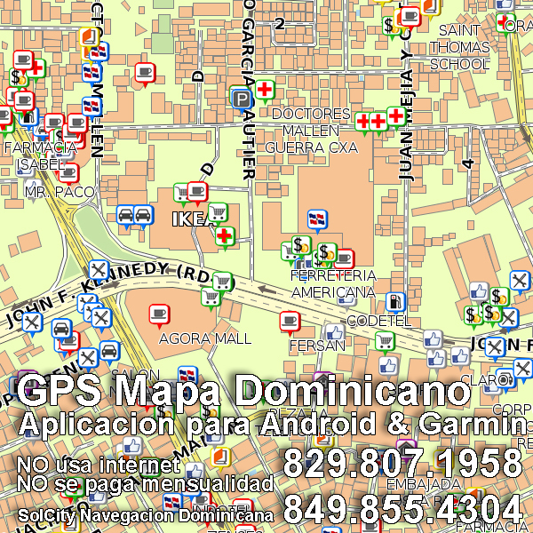 Mapa Santo Domingo, capital of Dominican Republic