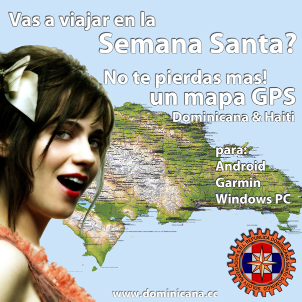 GPS Dominican Map for Garmin, Android and Windows
