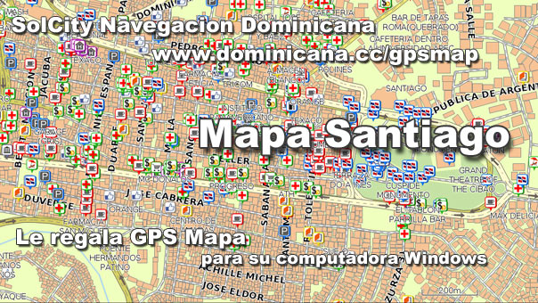 Mapa Garmin Dominicano, Santiago e otros ciudades