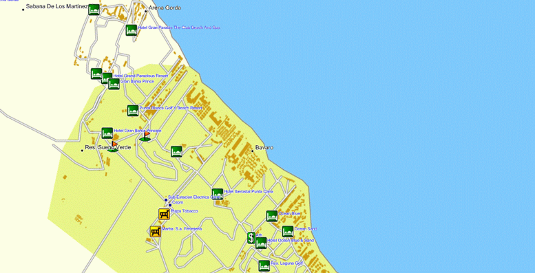 Punta Cana, Bavaro GPS map